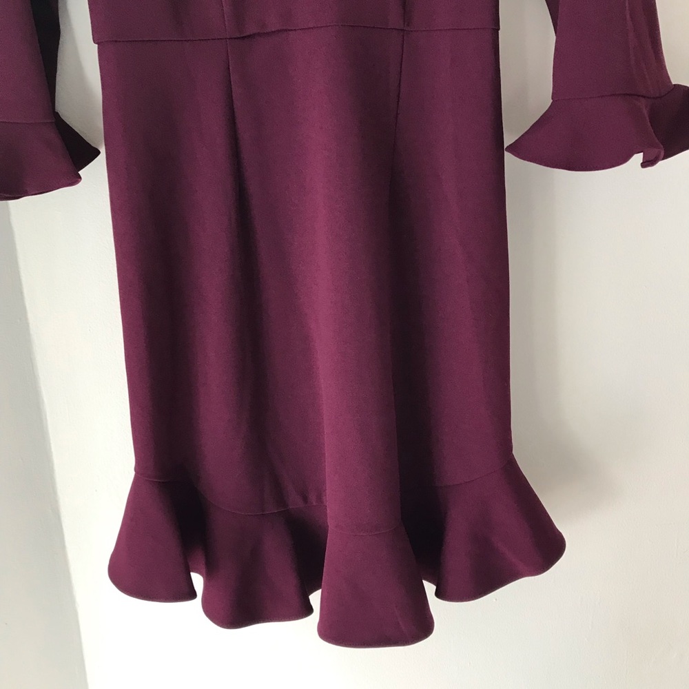 Nanette Lepore aubergine ruffle tulip sleeves dress - Picture 4 of 11